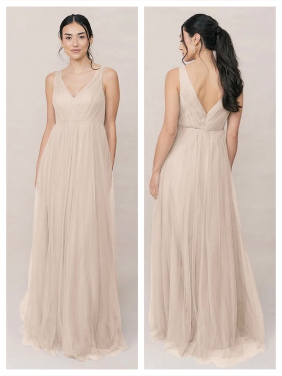 Revelry Dresses & Skirts - Revelry V-Neck Jamie Tulle Full Length Formal Dress 22 Champagne